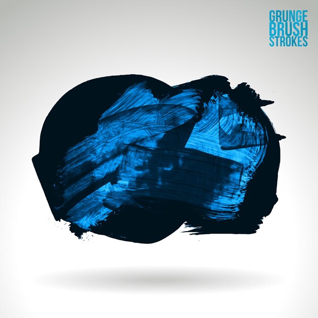 Blauwe penseelstreek en textuur. Grunge vector abstracte hand - geschilderd element.