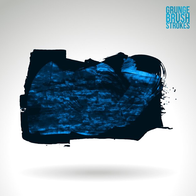 Blauwe penseelstreek en textuur. Grunge vector abstracte hand - geschilderd element.