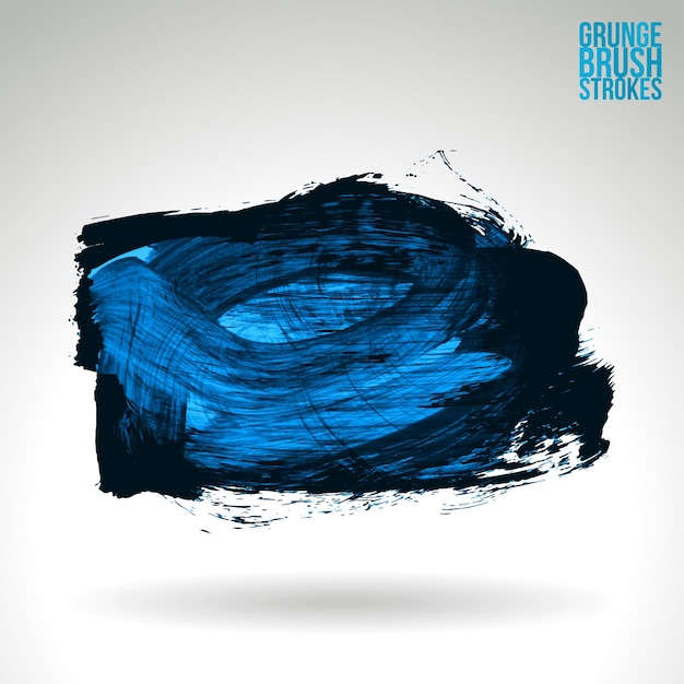 Blauwe penseelstreek en textuur. Grunge vector abstracte hand - geschilderd element.