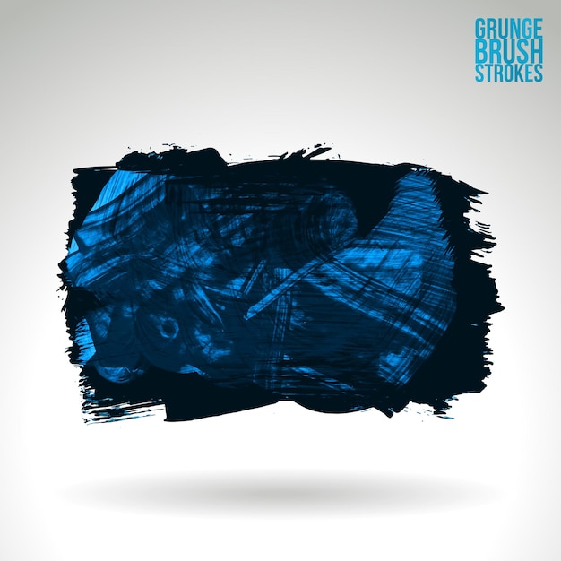 Blauwe penseelstreek en textuur. Grunge vector abstracte hand - geschilderd element.