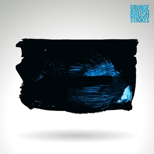 Blauwe penseelstreek en textuur. grunge vector abstracte hand - geschilderd element.