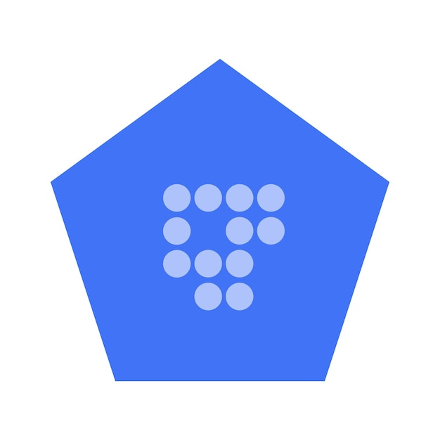 Blauwe pentagon figuur met stippen vector ontwerpelement
