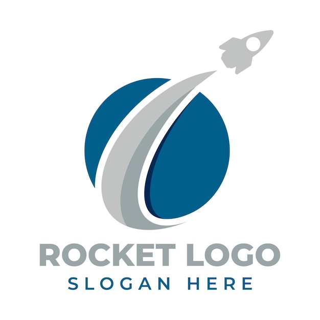 Blauwe raket logo ontwerp premium vector