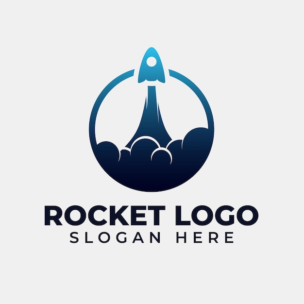 Blauwe Raket Logo Ontwerp Premium Vector