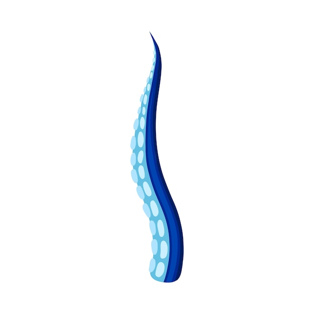 Blauwe rechte tentakels octopus opgewekt vectorillustratie op witte achtergrond