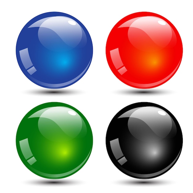 blauwe rode groene zwarte bal 3D set