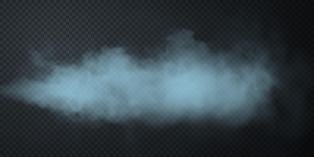 Blauwe rookwolk geïsoleerd op transparante zwarte achtergrond png effectieve textuur van stoommist
