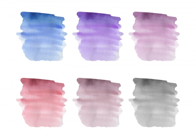 Blauwe, roze, paarse penseelstreek aquarel textuur. Vector illustratie.