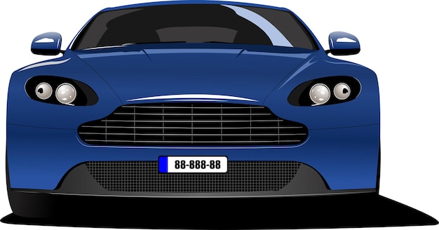 Vector blauwe sedan auto frontale veiw vector gekleurde 3d illustratie