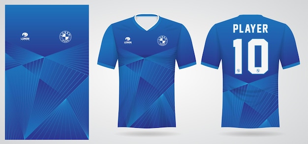 Blauwe sporttrui sjabloon voor teamuniformen en voetbal t-shirtontwerp