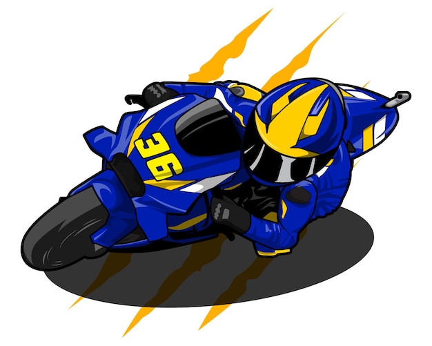 Blauwe superbike grandprix vector in bochten