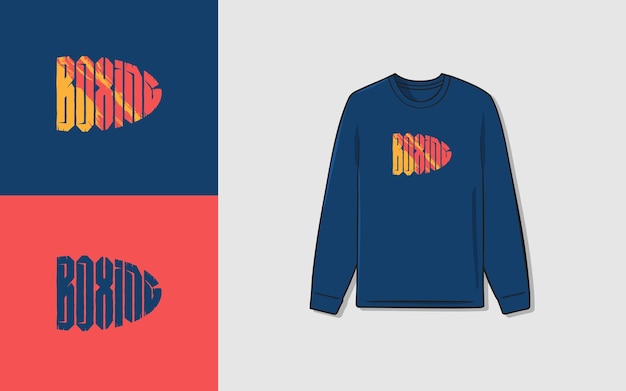 Vector blauwe sweater met lange mouwen met op de voorkant boxing geschreven