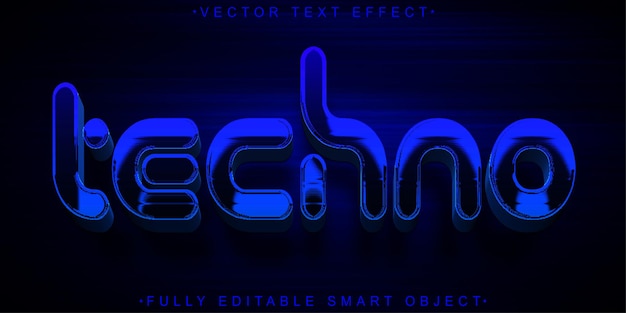 Blauwe Techno Shiny Vector Volledig bewerkbaar Smart Object Text Effect