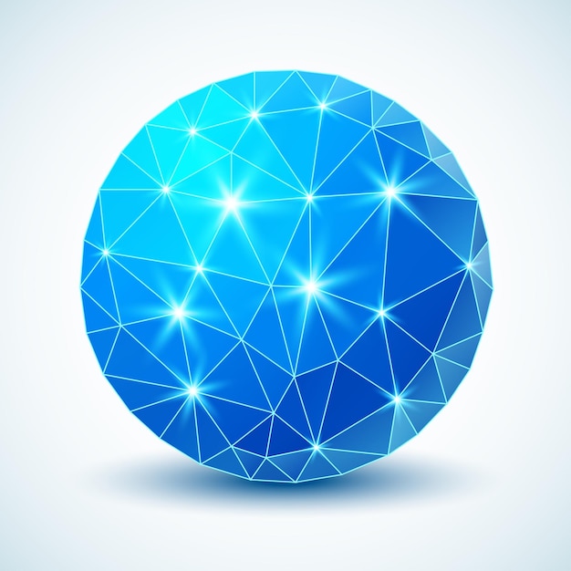 Blauwe technologie geometrische bal. Vector illustratie.