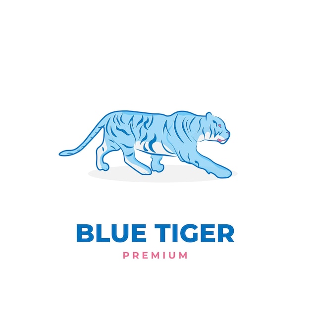 Blauwe Tijger Vector Illustratie Logo