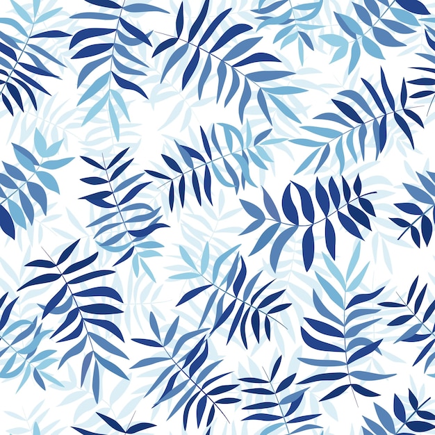 Blauwe tropische bladeren Naadloos patroon voor stoffen inpakpapier en web