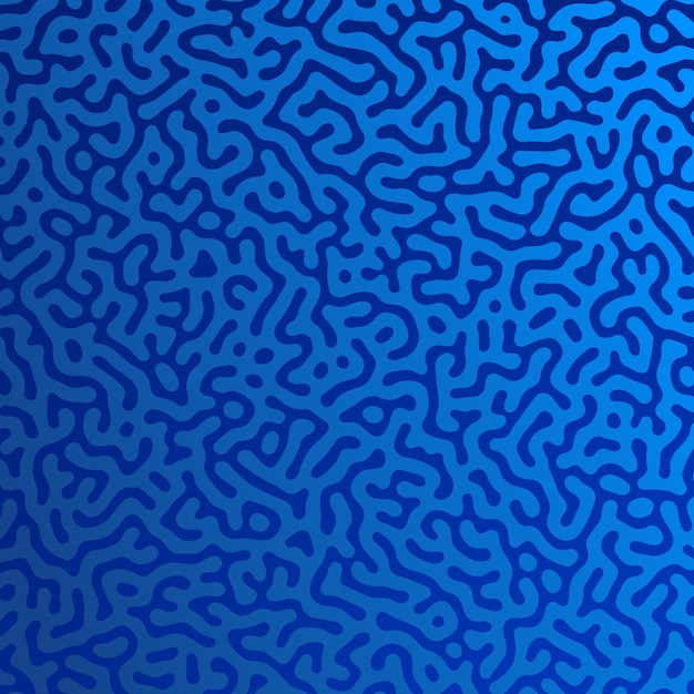 Blauwe turing-reactiegradiëntachtergrond. abstract diffusiepatroon met chaotische vormen. vector illustratie.