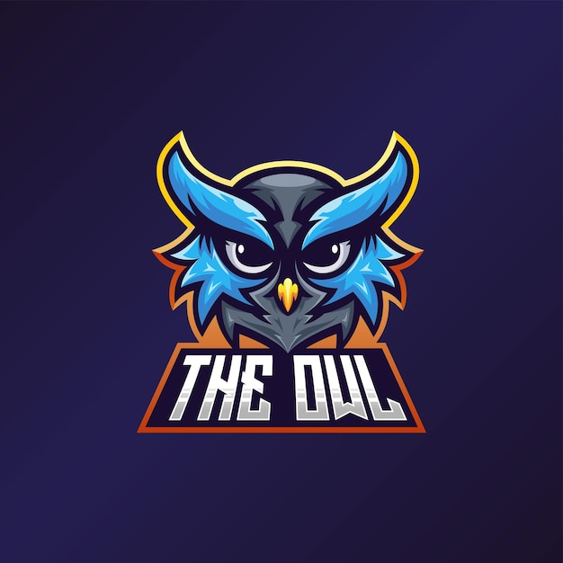 Vector blauwe uil logo esport