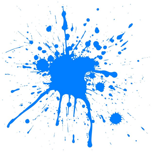 Vector blauwe verf inkt water vloeistof splatter één kleur