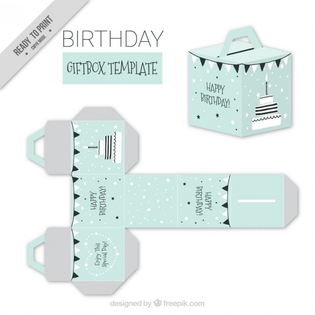 Vector blauwe verjaardag giftbox template