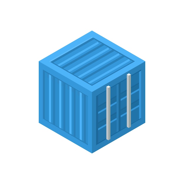 Blauwe verzending vrachtcontainer gekleurde isometrische vectorillustratie