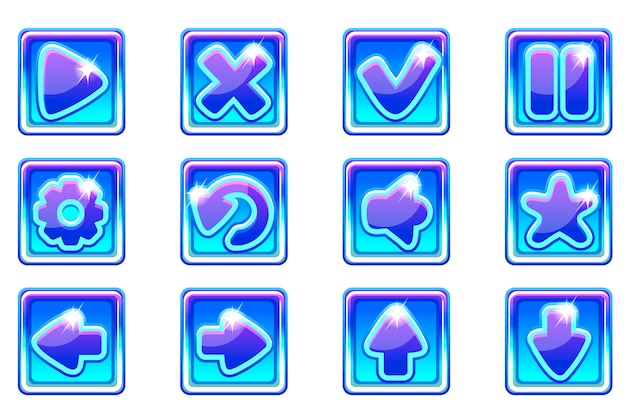 blauwe vierkante collectie set glazen knoppen voor Ui