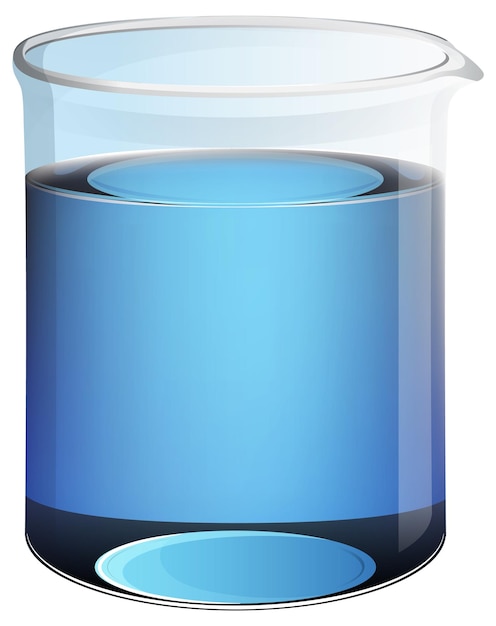 Vector blauwe vloeistof in de illustratie van een heldere beker