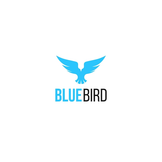Blauwe vogel die met negatief ruimte eenvoudig logo-ontwerp vliegt