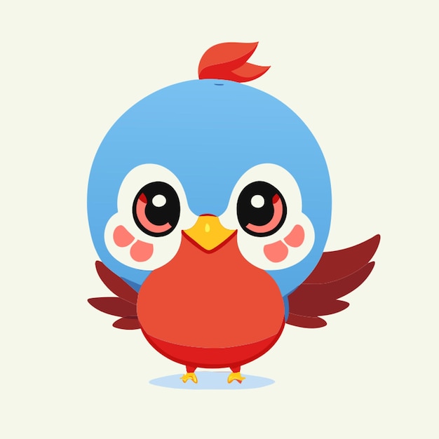 blauwe vogel vector illustratie kawaii