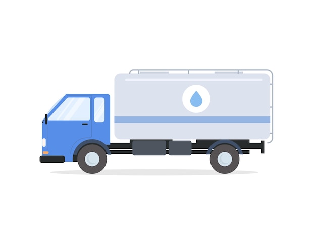 Blauwe vrachtwagen met een tank voor het vervoeren van water