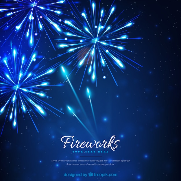 Blauwe vuurwerk achtergrond