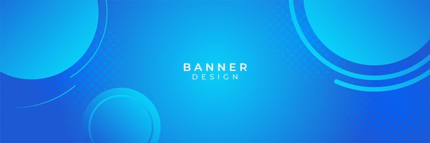 Blauwe webbanner met geometrische achtergrond. Horizontale promotiebanners met blauwe tech-gradiëntkleuren en abstracte geometrische achtergrond. Koptekst ontwerp. Levendige couponsjabloon.