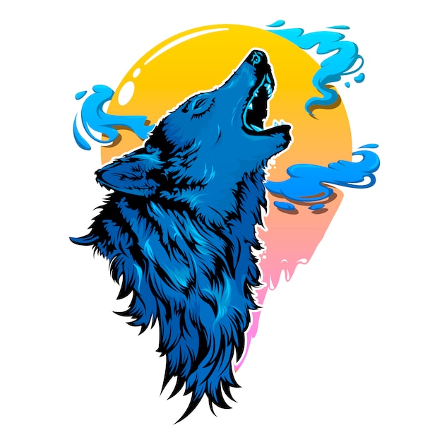 Vector blauwe wolf illustratie