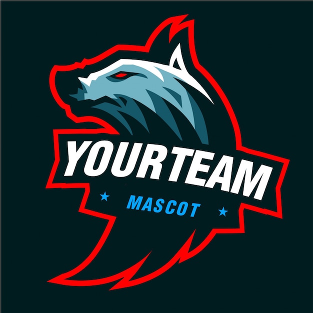 Blauwe wolven mascotte gaming-logo