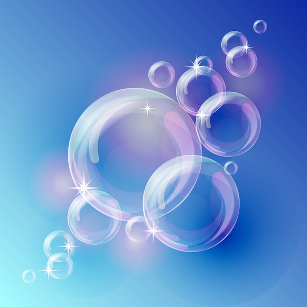 Blauwe zeepbel vectorachtergrond
