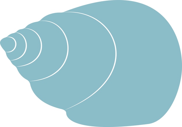 Blauwe zeeschelp op witte achtergrond Platte mariene vectorillustratie Spiraalvormige zeeschelp uit de oceaan