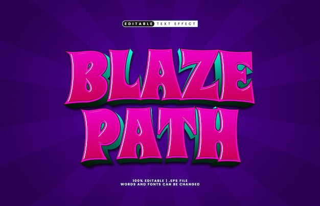blaze path editable text effect with a kids and game text style
