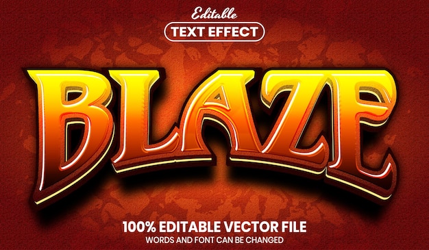 Blaze text, font style editable text effect