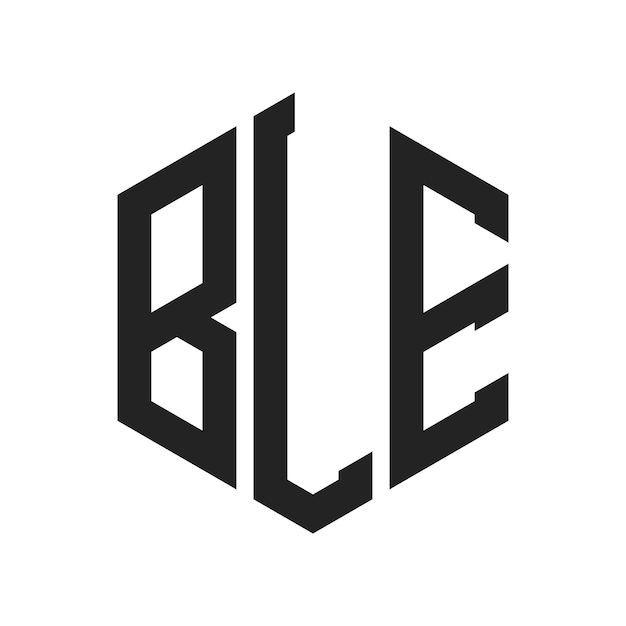 BLE ロゴ デザイン イニシャルレター BLE モノグラム ロゴ ヘクサゴン形