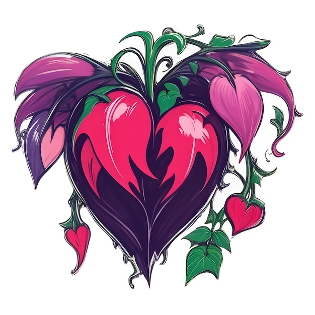 Bleeding heart flowers isolated and realistic illustration on white background