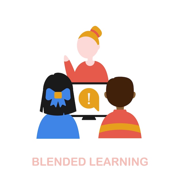 Blended Learning flat icon Colored element sign from online education collection Flat Blended Learning icon sign for web design infographics and more