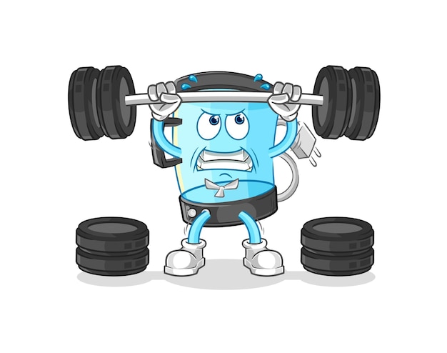 Blender lifting the barbell character cartoon mascot vector