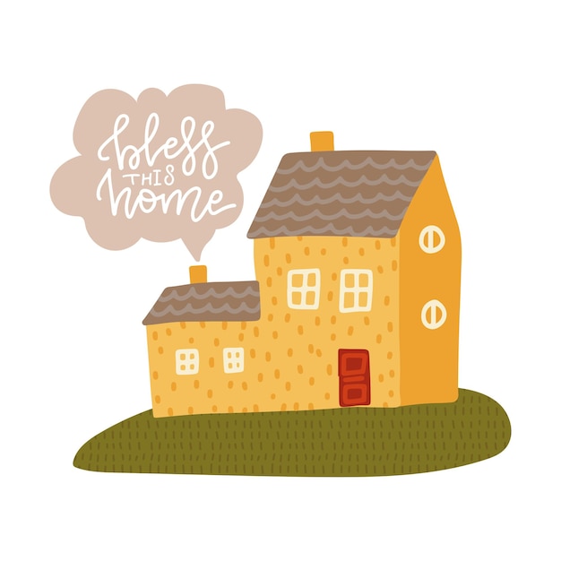 Vector bless this home - lettring phrase isolated