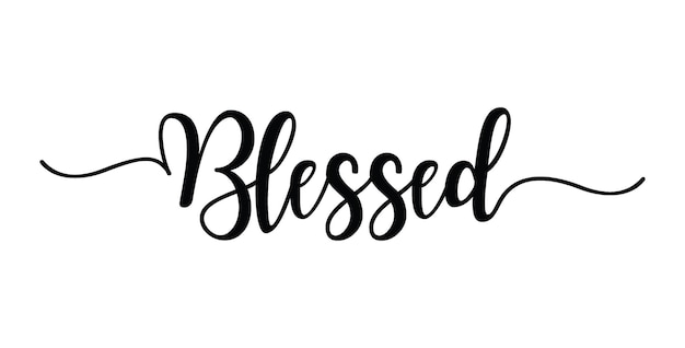 blessed calligraphy text with swashes vector