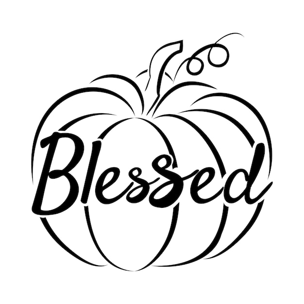 Blessed pumpkin inscription on a white background