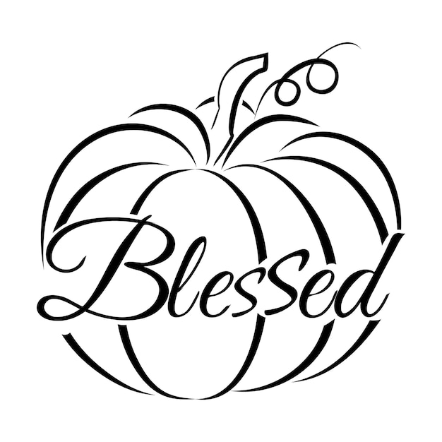 Blessed pumpkin inscription on a white background