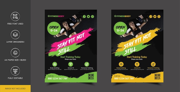 Vector blijf fit fitness flyer sjabloonontwerp