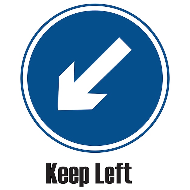 Blijf links bij het verkeersbord.