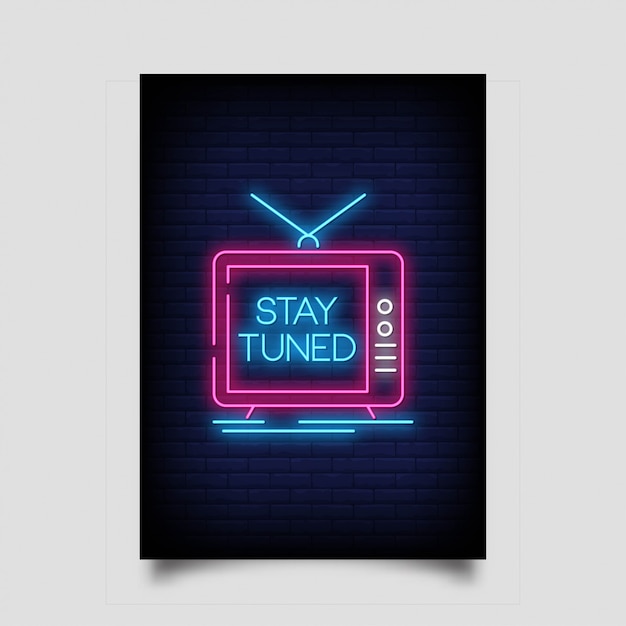 Blijf op de hoogte poster in neon stijl