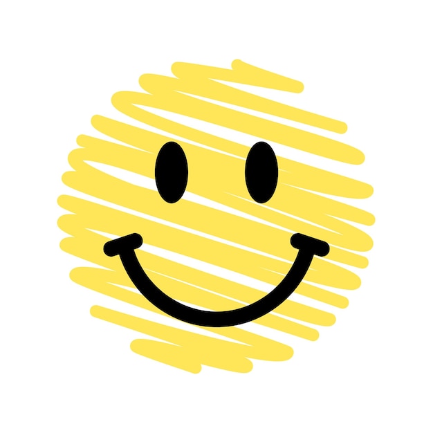 Blijf positief emoji handgetekend ontwerpelement smileygezicht doodle geel symbool lachende emoticon Krabbel blij gezicht sticker